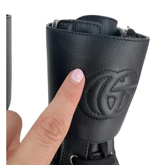 Gucci Frances Quilted Leather Combat Boots in Black - Picture 12 of 16